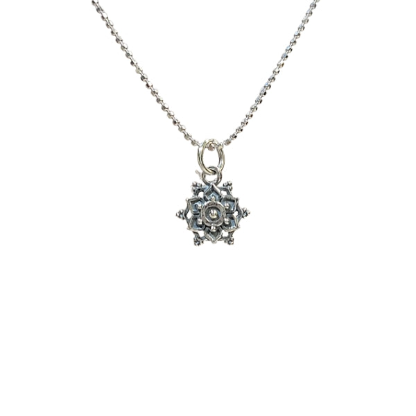 Petite Lotus Mandala Necklace in Sterling Silver, #6113