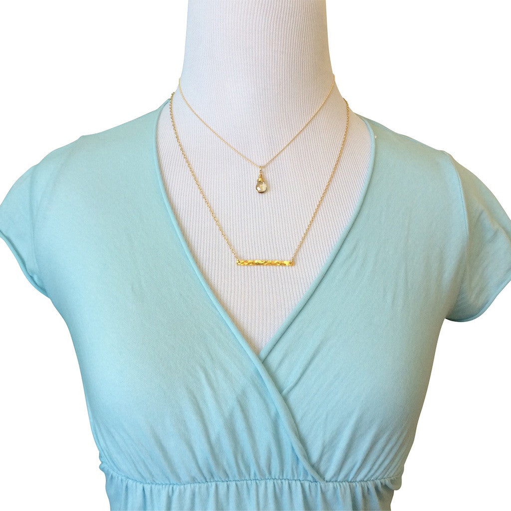 Champagne Quartz Briolette Necklace, #6737-yg