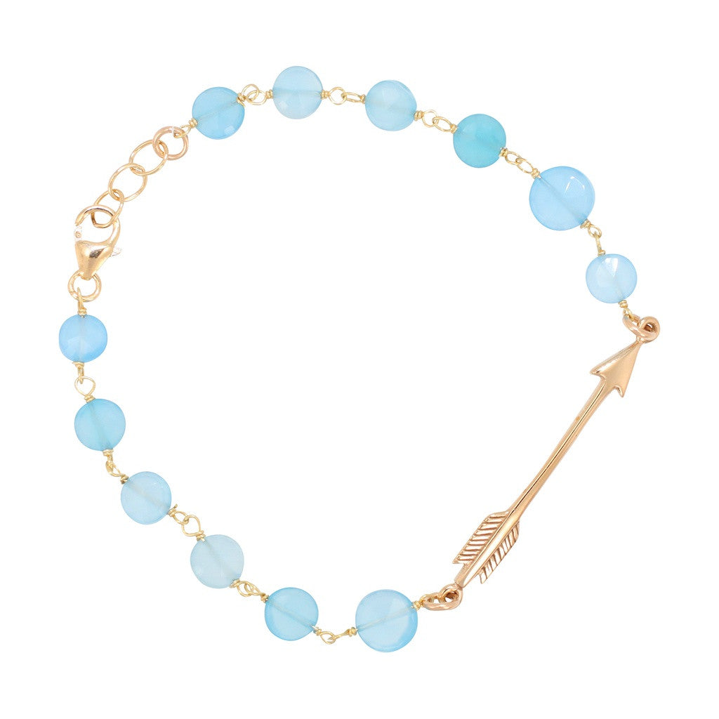 Bronze Arrow with Blue Chalcedony Bracelet, #6859-brz