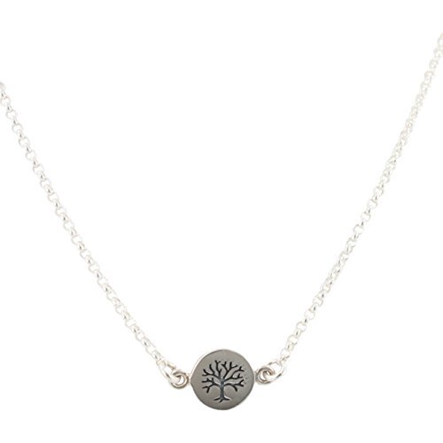 Small Tree of Life Necklace on 17 inch Rolo Chain in Sterling Silver, #6542-ss