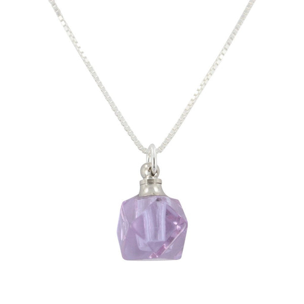 Faceted Lavender Crystal Essential Oil Diffuser Necklace, #6618-ss