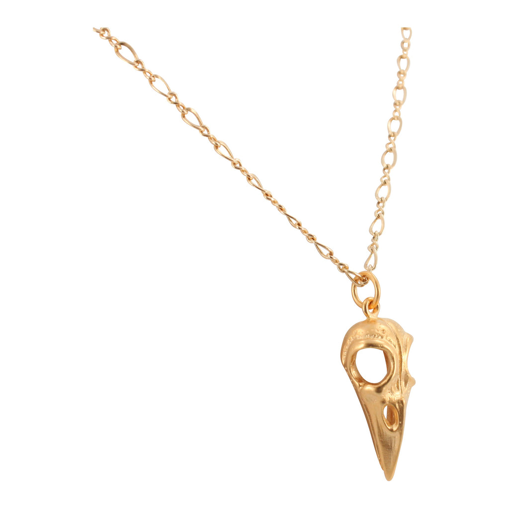 Gold Bird Skull Necklace on 24" Chain, #6394-yg