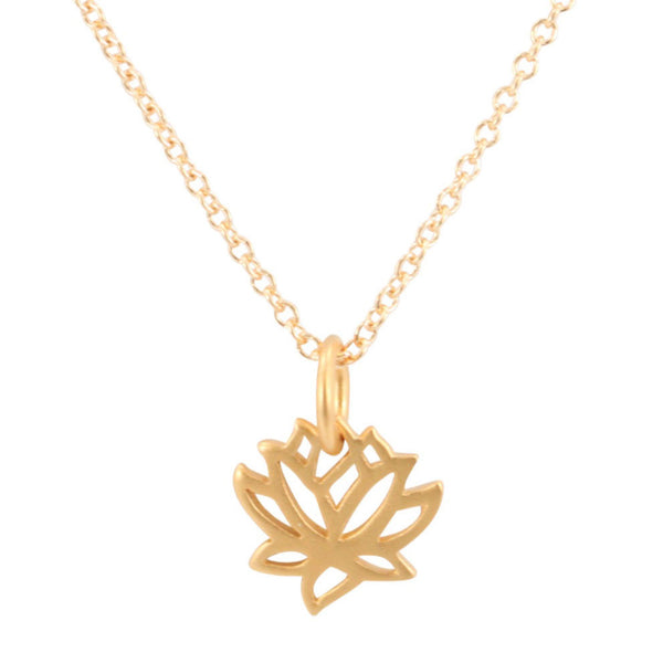 Gold Plated Silver Tiny Lotus Necklace, #7087-yg