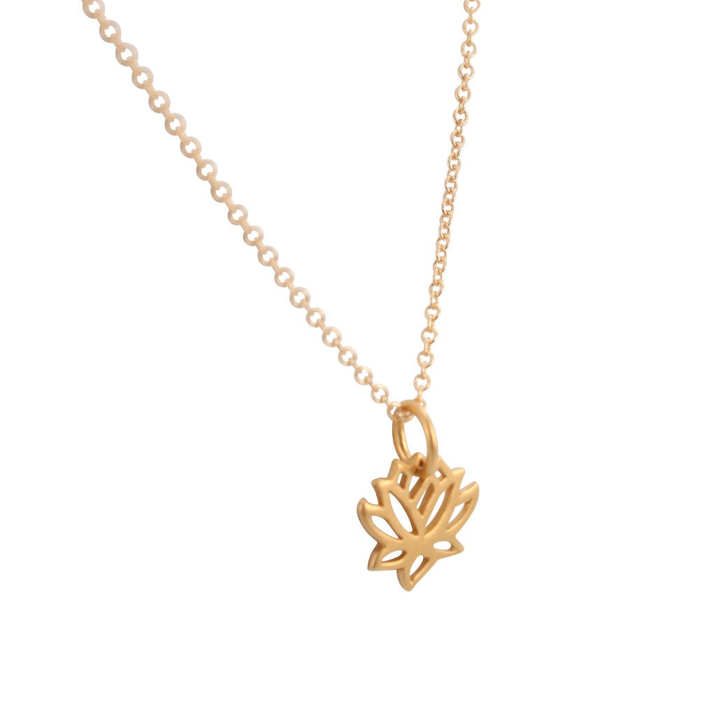 Gold Plated Silver Tiny Lotus Necklace, #7087-yg Zoe and Piper