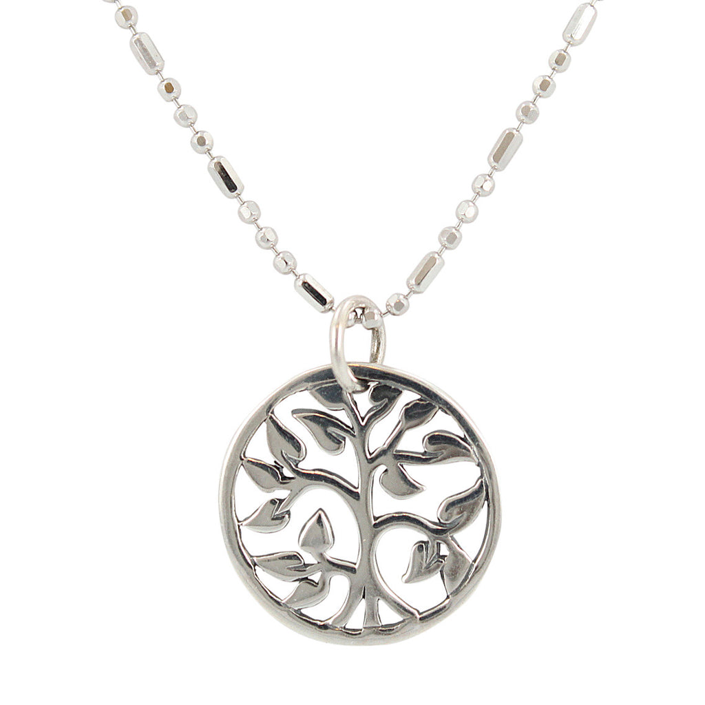 Round Small Tree of Life Necklace, #7089-ss