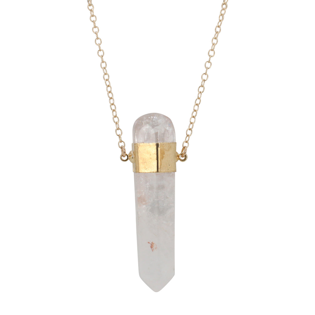 Clear Quartz Necklace on a 32" Chain, #6322-yg