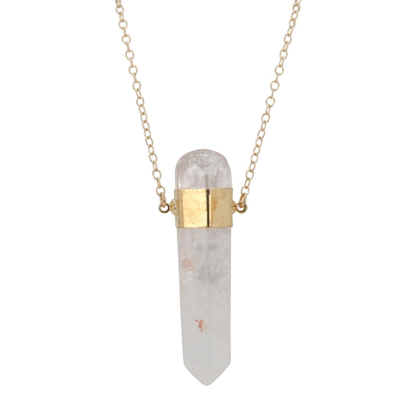 Clear Quartz Necklace on a 32" Chain, #6322-yg