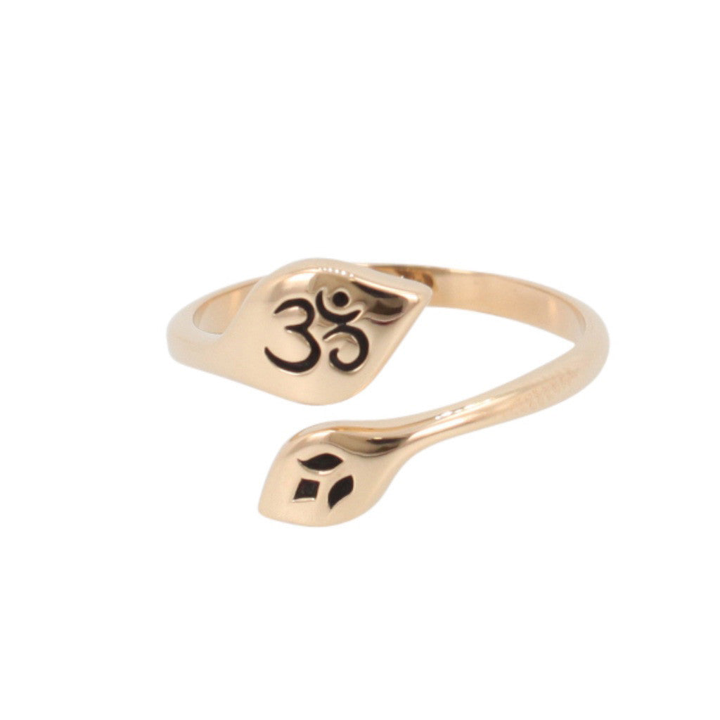 Om (Aum) and Lotus Ring in Bronze, #7155-brz