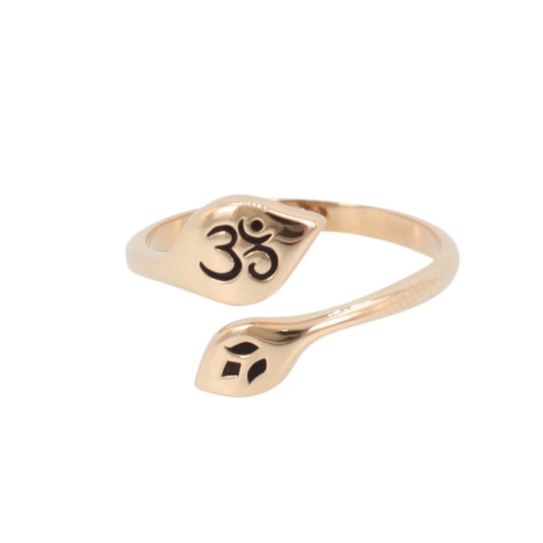 Om (Aum) and Lotus Ring in Bronze, #7155-brz