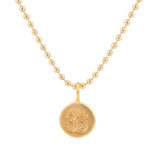 Tiny Round Om (Aum) Gold Necklace, #7033-yg