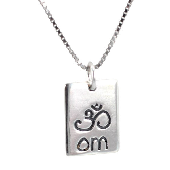 Rectangular Om (Aum), Reversible to Karma Necklace, #7237-ss