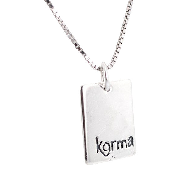Rectangular Om (Aum), Reversible to Karma Necklace, #7237-ss