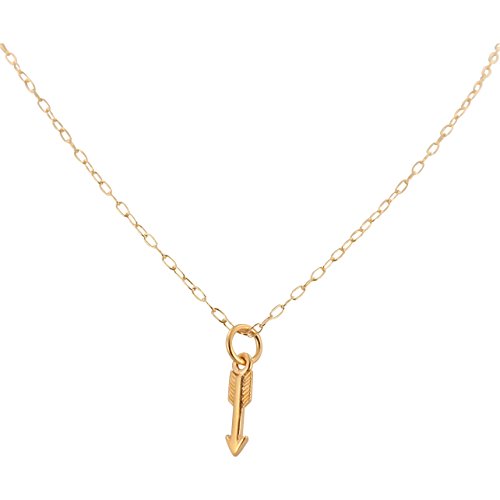 Tiny Arrow in 24kt Gold Plated Sterling Silver on a 16" Gold Filled Drawn Cable Chain, Great for Layering, #6395-yg