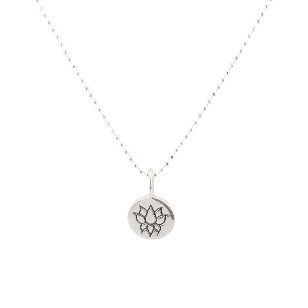 Tiny Round Lotus Flower Necklace, #6969-ss