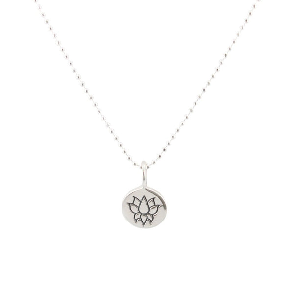 Tiny Round Lotus Flower Necklace, #6969-ss