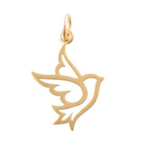 Open Design Dove Pendant or Charm in 24k Gold Plated Bronze, #8142