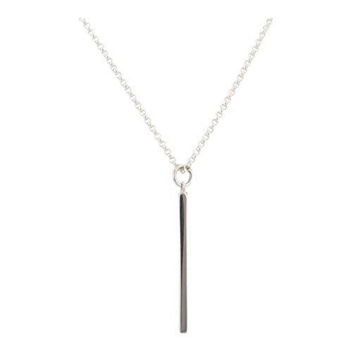 Vertical Bar Necklace in Sterling Silver On 20 Inch Rolo Chain, #6416