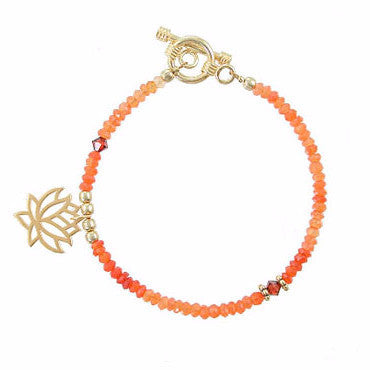 As seen on Pretty Little Liars - Carnelian & Lotus Gemstone Bracelet, #8081-yg