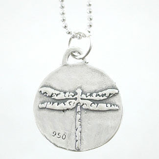 Small Round Dragonfly Necklace with Inspirational Inscriptions, #8225-ss