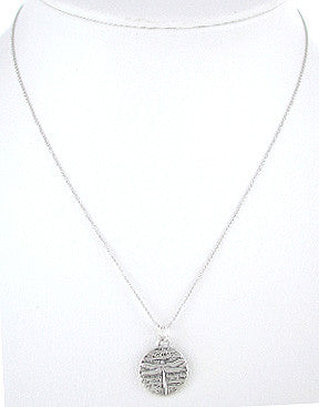 Small Round Dragonfly Necklace with Inspirational Inscriptions, #8225-ss