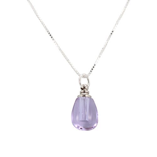 Tiny Teardrop Glass Essential Oil Diffuser Necklace on 18 Inch Sterling Box Chain, Choose Your Color, #6371