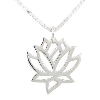 Open Design Lotus Flower Necklace, #8452-ss