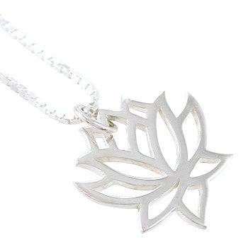 Open Design Lotus Flower Necklace, #8452-ss