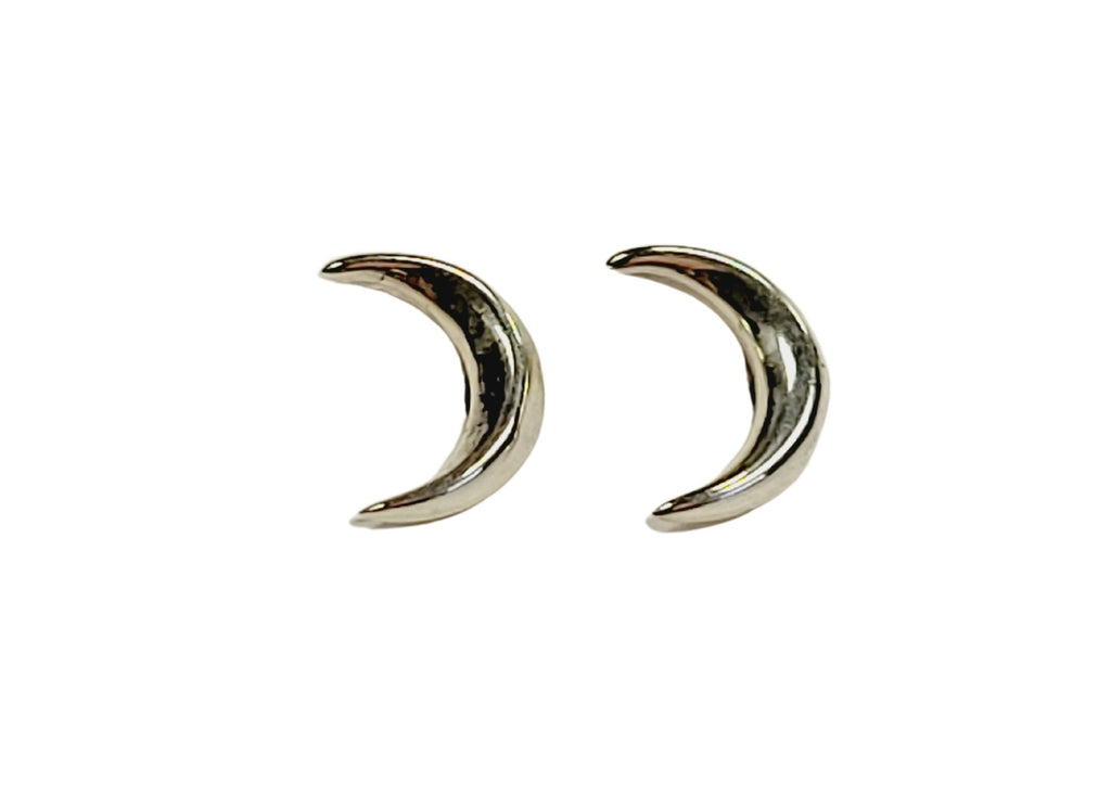 Small Moon Sterling Silver Stud Earrings