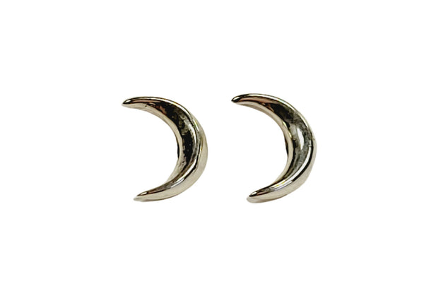Small Moon Sterling Silver Stud Earrings