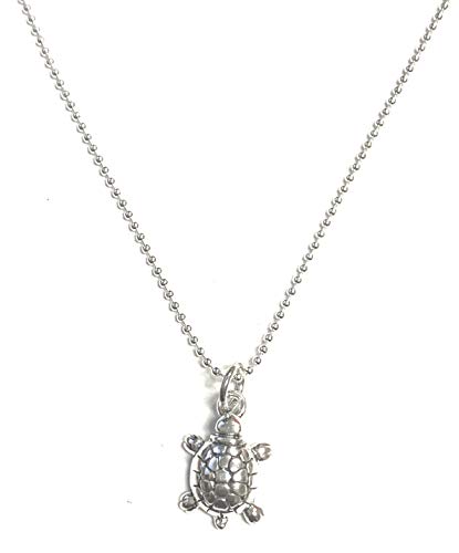 Zoe and Piper Small Turtle Pendent on a 16" or 18" Sterling Silver Bead Chain