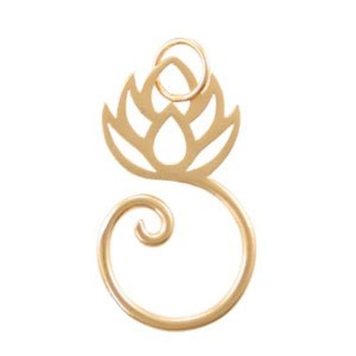 Lotus Flower Charm Holder Pendant in 24k Gold Plated Bronze, #8145