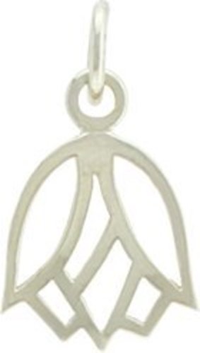 Hanging Lotus Flower Pendant in Sterling Silver, Openwork Design #7588