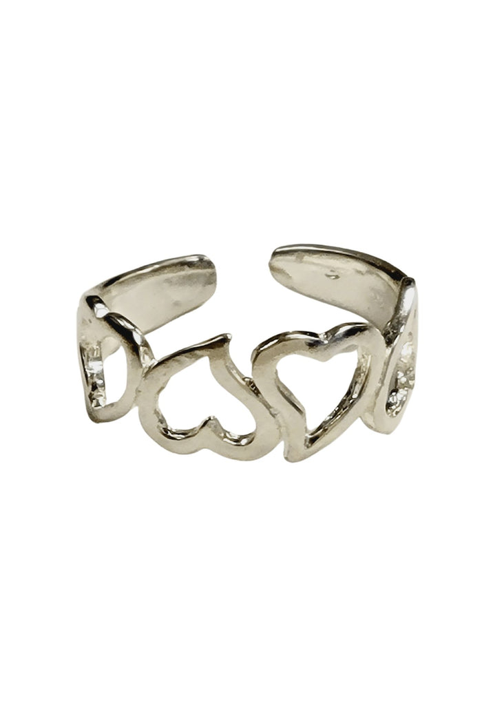 Zoe and Piper Cut Out Heart Design Sterling Silver Toe Ring