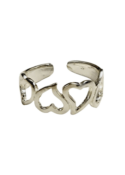 Zoe and Piper Cut Out Heart Design Sterling Silver Toe Ring