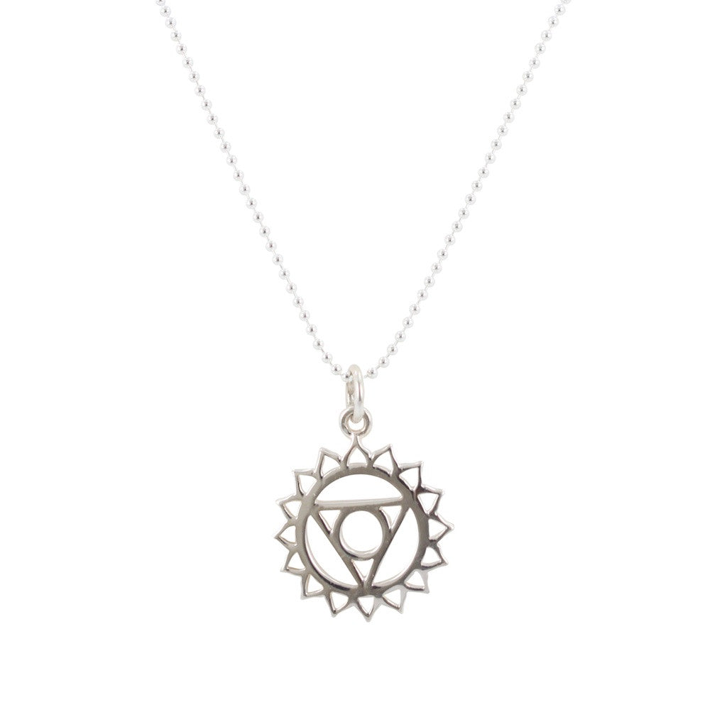 Third Eye, Sacral, Root, Crown, Throat, Solar Plexus or Heart Chakra Necklace in Sterling Silver on 18" Chain, #6718
