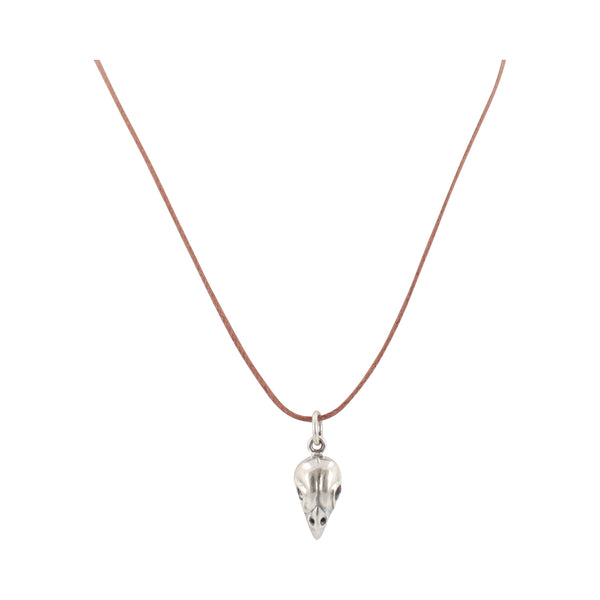 Small Bird Skull Cord Necklace, #6448-ss