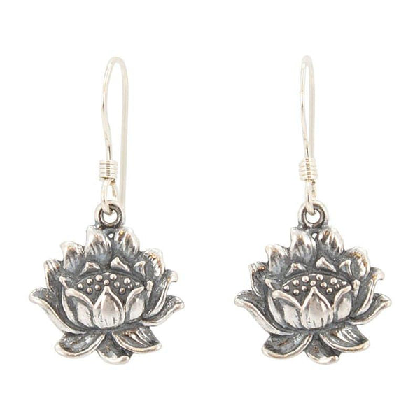 Detailed Lotus Earrings in Sterling Silver, #7081-ss