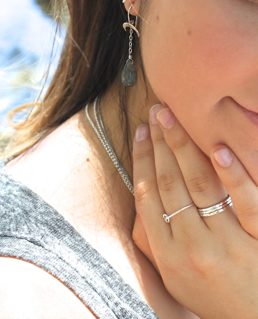 crescent moon dangle earrings by Zoe and Piper jewelry