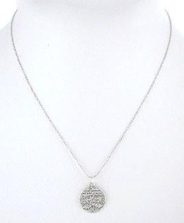 Small Round Lotus Flower Necklace with Words of Inspiration, #8227-ss