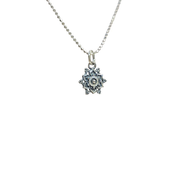 Petite Lotus Mandala Necklace in Sterling Silver, #6113
