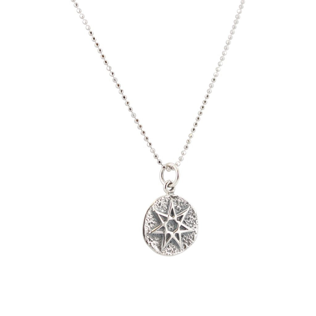 White Magic Fairy Star Amulet Necklace in Sterling Silver, #6610-ss