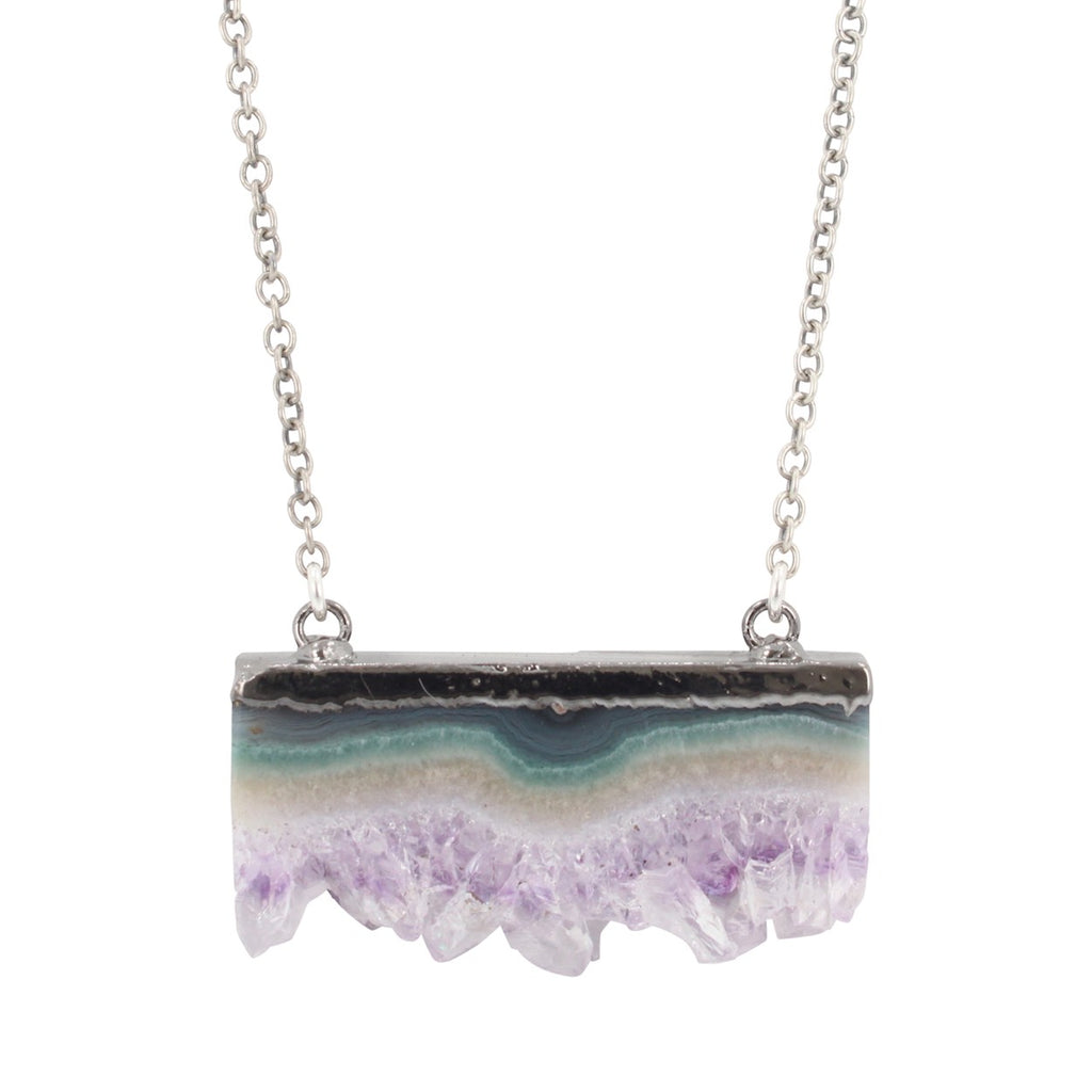 Raw Amethyst Necklace in Oxidized Sterling Silver, #6315-oxd