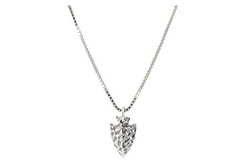 Small Arrowhead Necklace in Sterling Silver on a 20" Rhodium Plated Sterling Silver Box Chain, #6193-ss