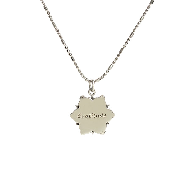 Gratitude Mandala Affirmation Double Sided Necklace in Sterling Silver, #6112