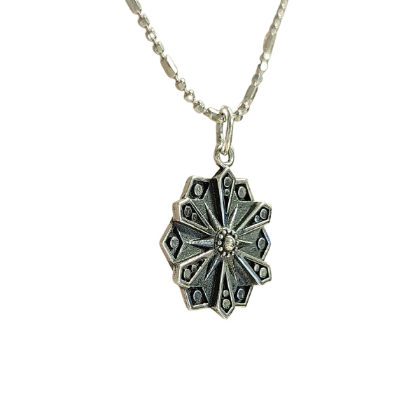 Courage Mandala Affirmation Double Sided Necklace in Sterling Silver, #6112