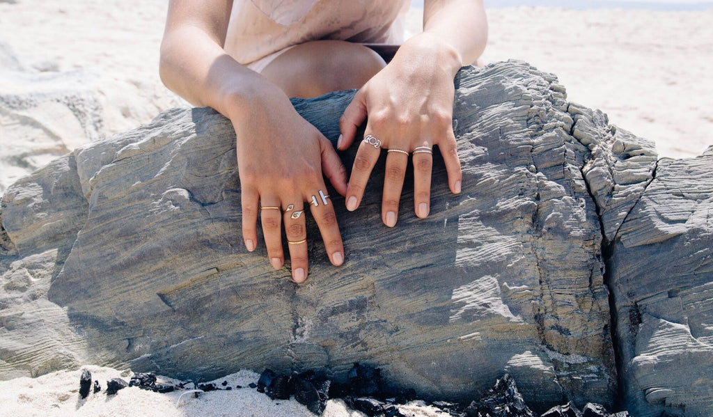 Thin Hammered Stack Ring in Sterling Silver, #6369-ss