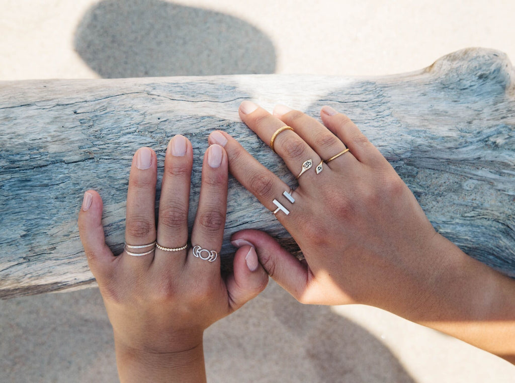 Thin Hammered Stack Ring in Sterling Silver, #6369-ss