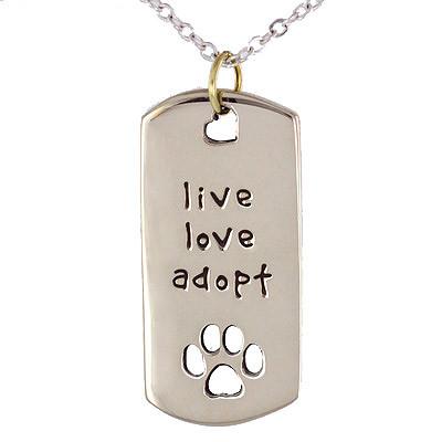 Live, Love, Adopt Word Pendant on 18" Chain, #7251