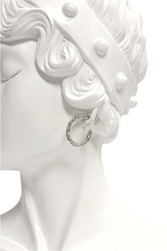 Navajo Handcrafted Twisted Wire Rope Hoop Sterling Silver Post Earrings #E0101