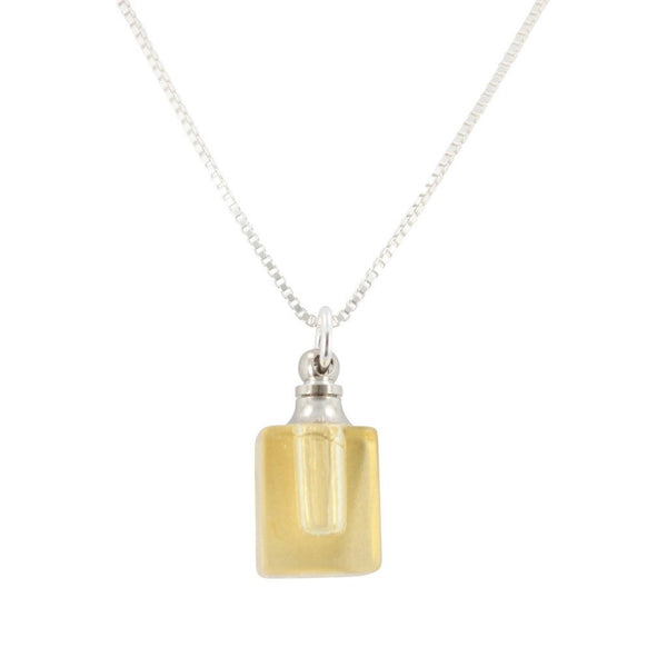 Yellow Crystal Essential Oil Diffuser Necklace on Sterling Box Chain, #6619S